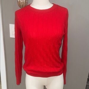 Banana Republic Vibrant Merino Wool & Cashmere Red Crew Neck Sweater